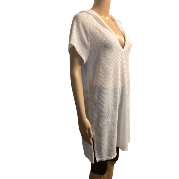 Jordan Taylor White Mesh Hooded Swim Cover-Up Size L - Picture 4 of 10